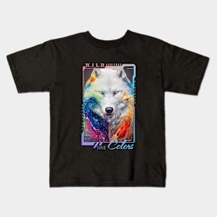 Wolf White Animal Discovery Adventure Nature Planet Earth Paint Kids T-Shirt